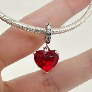 ✨✨Pandora Disney Mickey & Minnie Mouse Kiss Red Murano Glass Dangle Charm